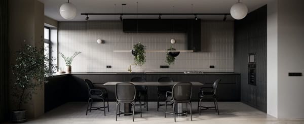 decorazione con nero, arredamento moderno con cucina nera