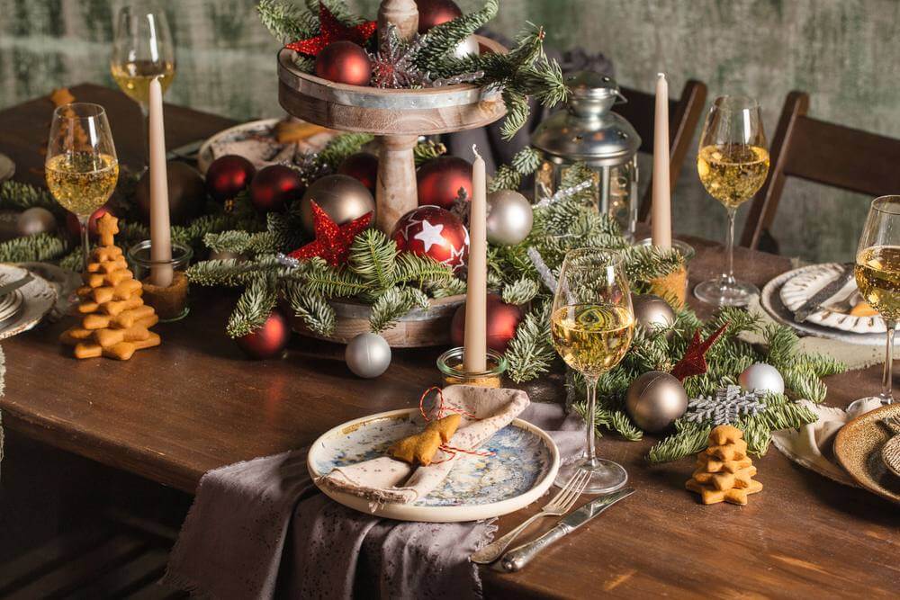 festive centerpiece for christmas dinner