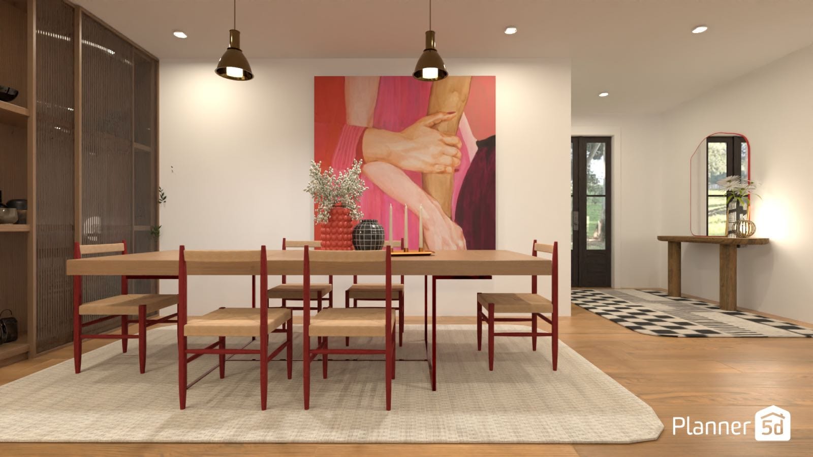 render of a living room designed with Planner 5D