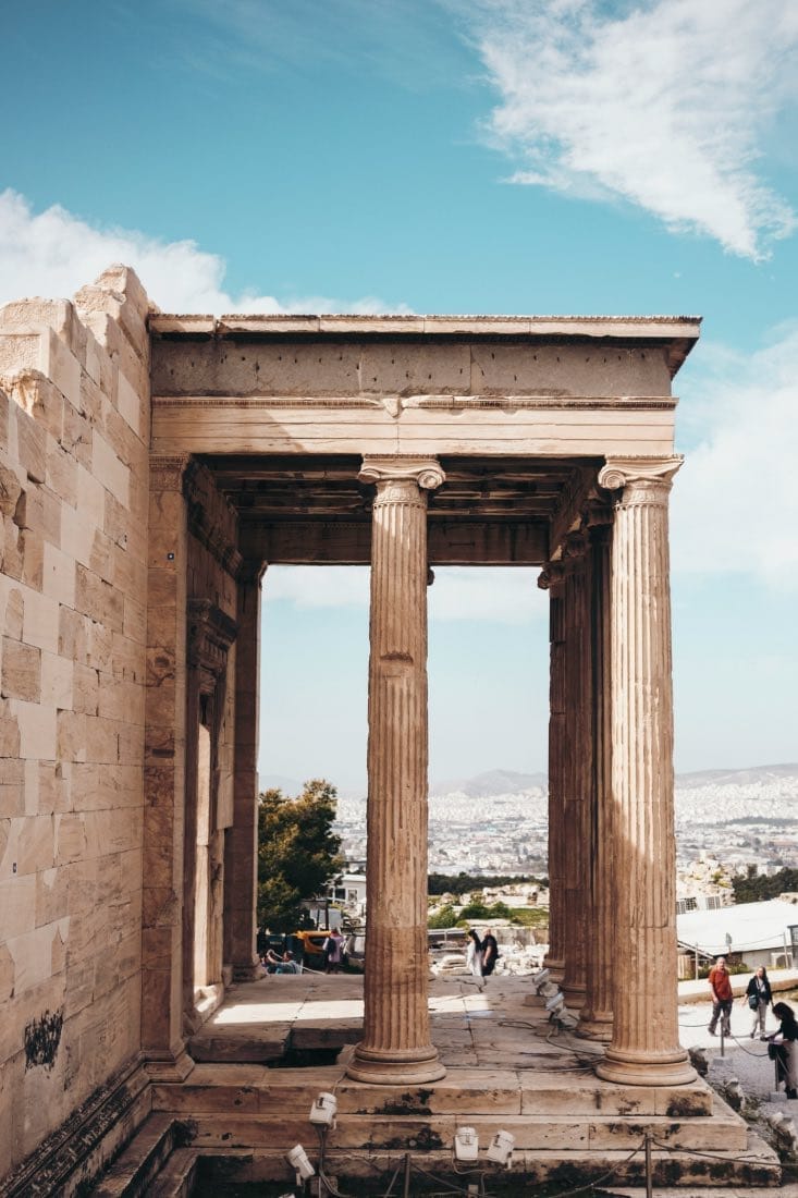 Lintel facade of the Erechtheion temple in Athens, Greece. architecture glossary