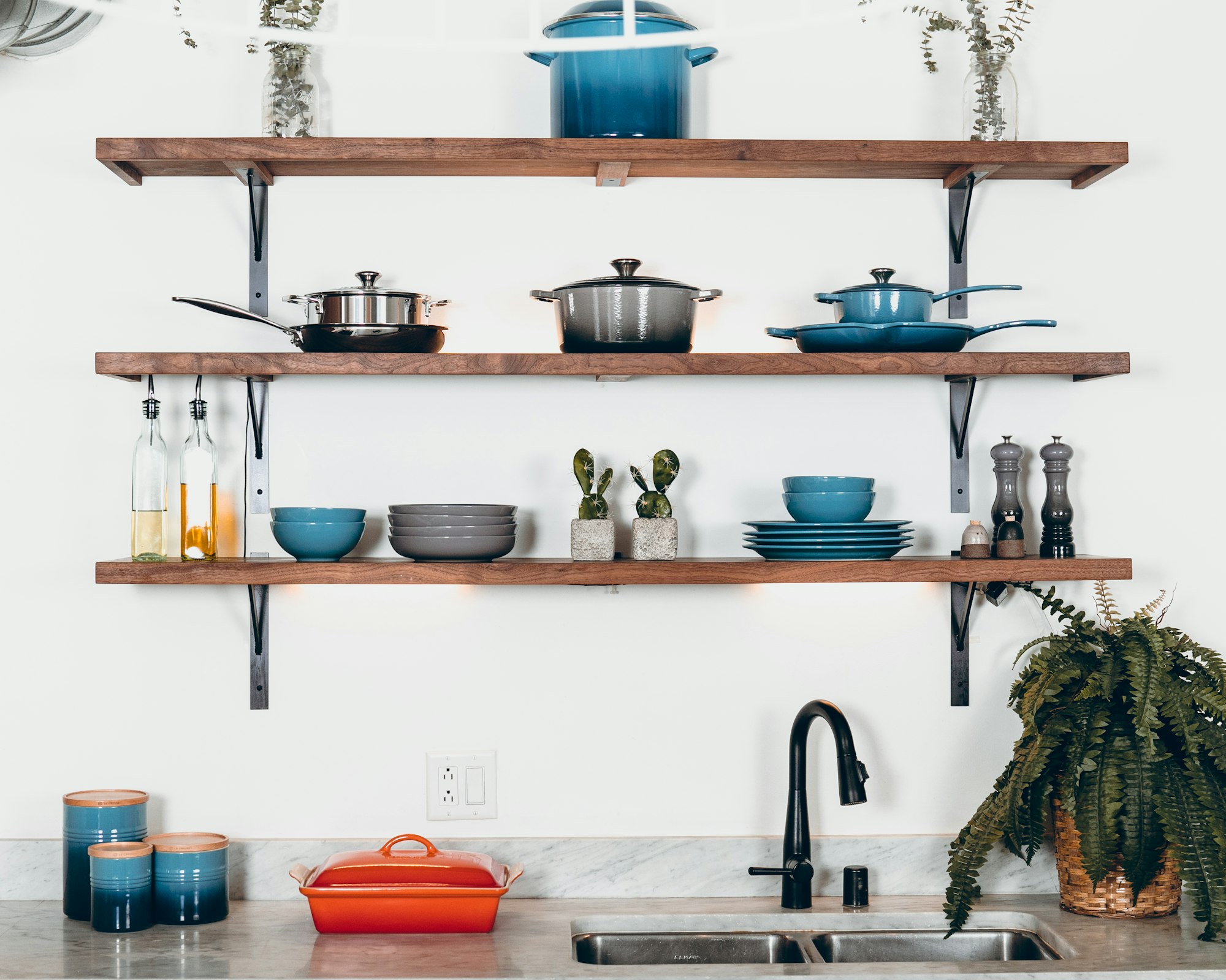 open kitchen shelving