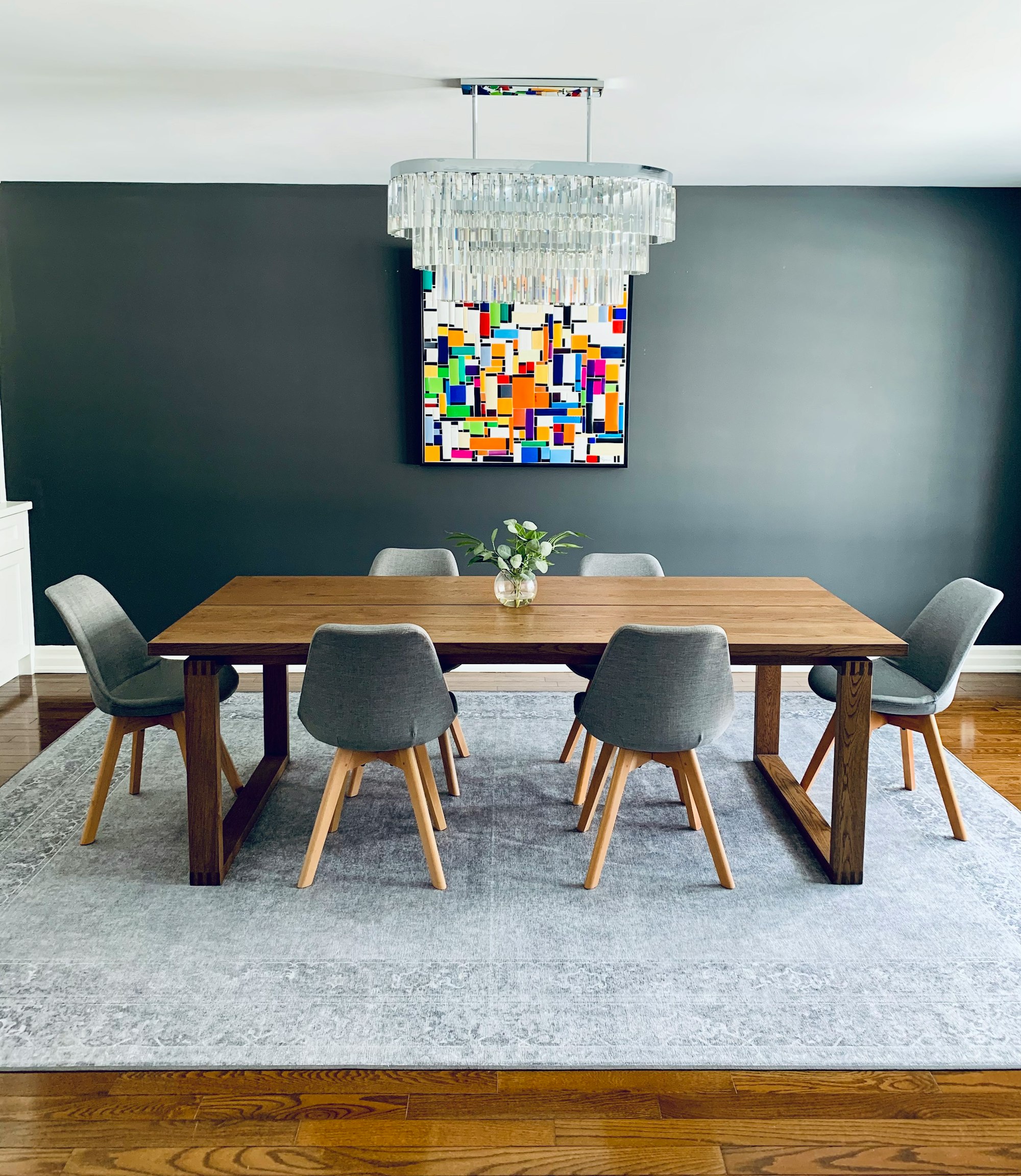 wooden dining room table and chairs