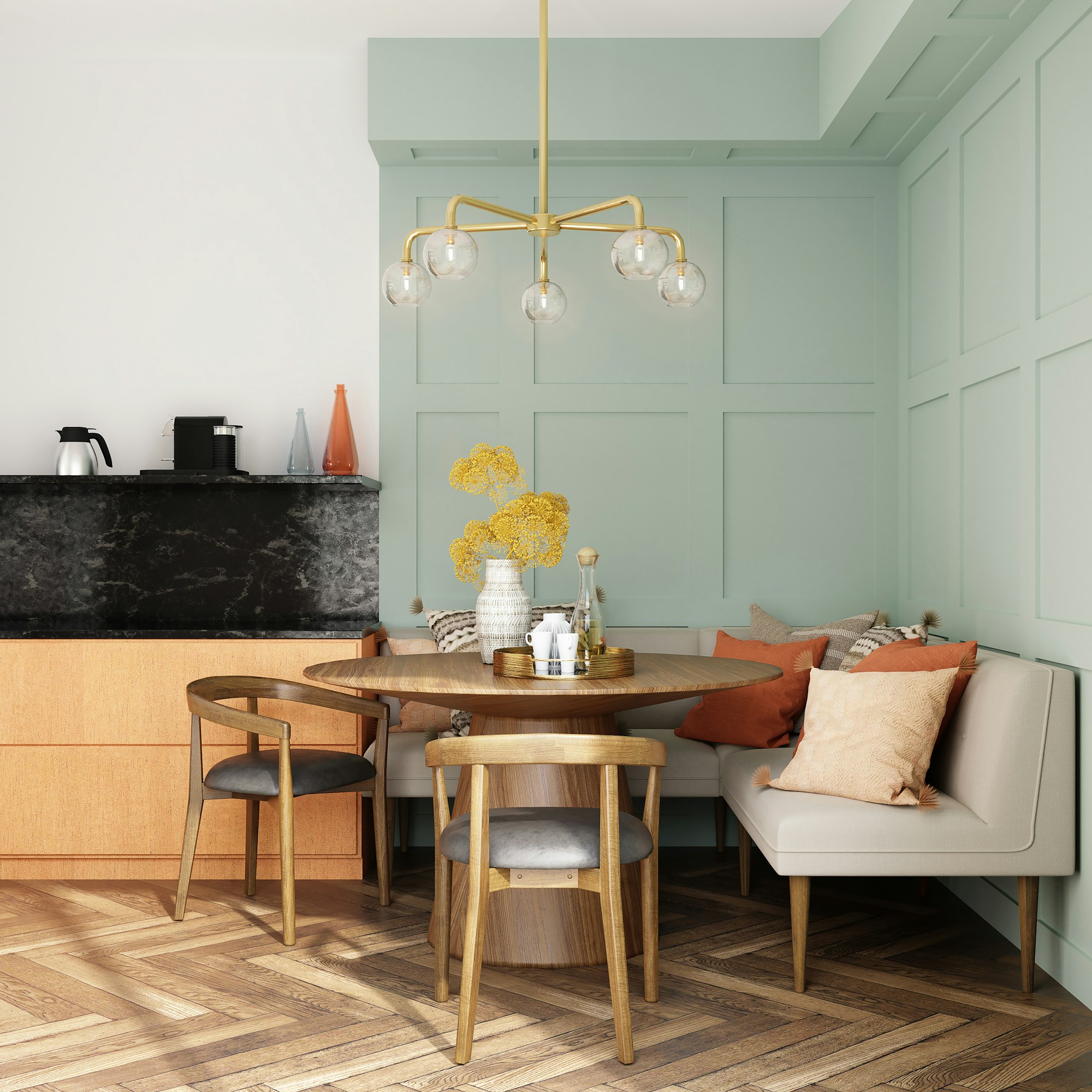 cozy corner dining nook