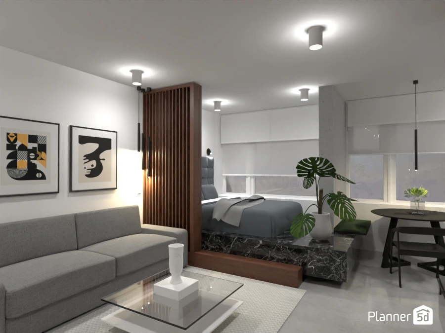salon moderne intérieur gris