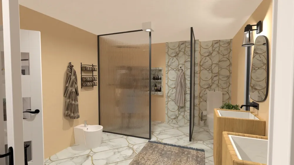 modern bathroom with a walk-in shower 