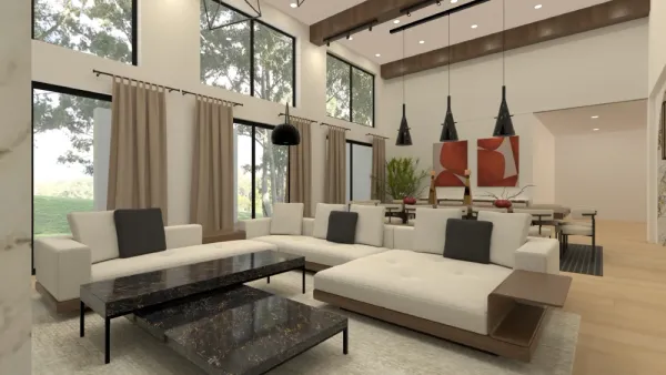 Modern living room in spacious home designed with Planner 5D