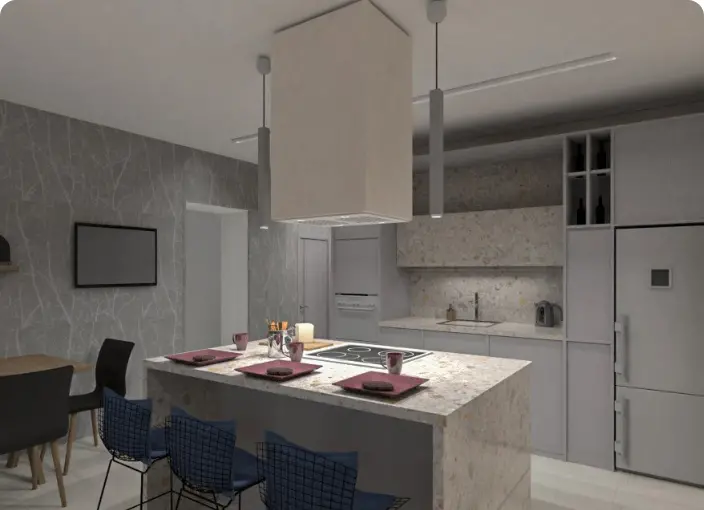 reforma moderna de cocina. app de remodelación de casas planner 5d