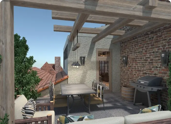 terraza reformada. app de remodelación de casas planner 5d